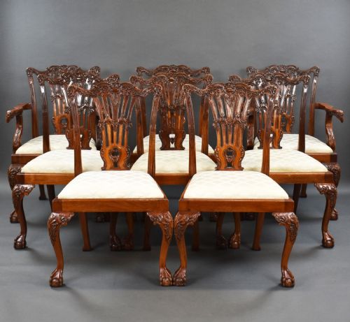 Set of 8 Chippendale Style Dining Chairs