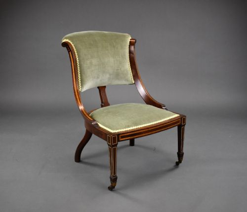Edwardian Mahogany Inlaid Nursing Chair