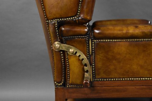 VICTORIAN LEATHER RECLINING ARMCHAIR BY FOOTS PATENT CHAIRS - ADDITIONAL PHOTO 11