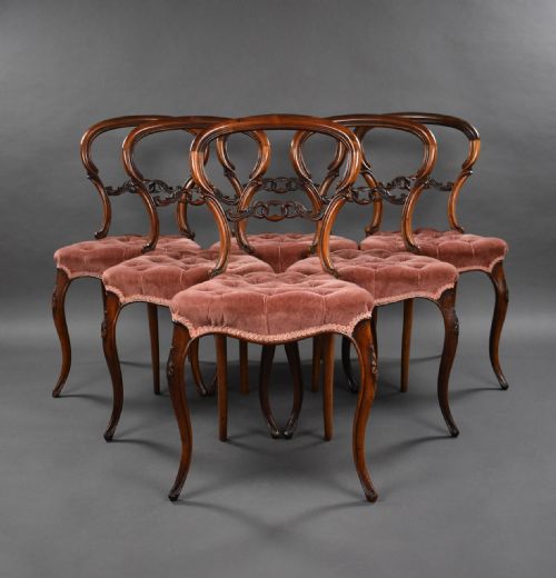 Set Six Victorian Rosewood Dining Chairs