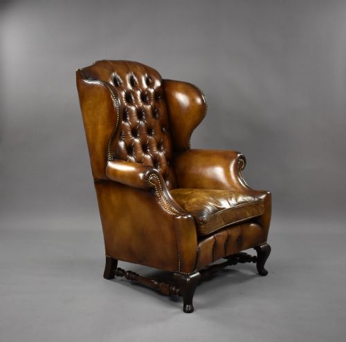 Victorian Leather Wing Back Armchair