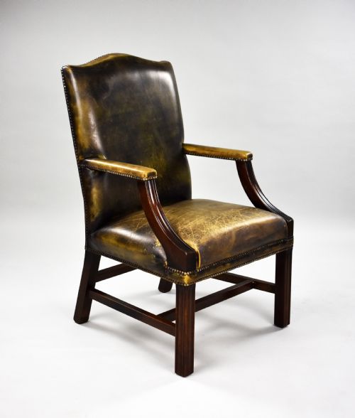Green Leather Gainsborough Chair