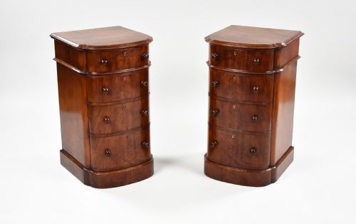 Pair Victorian Bow Front Bedside Chests