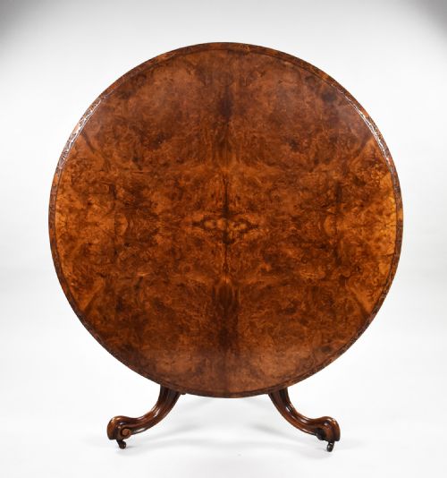 Victorian Burr Walnut Tilt Top Breakfast/dining Table