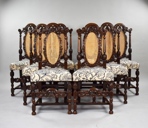 Set of 8 Victorian Carved Oak Dining Chairs