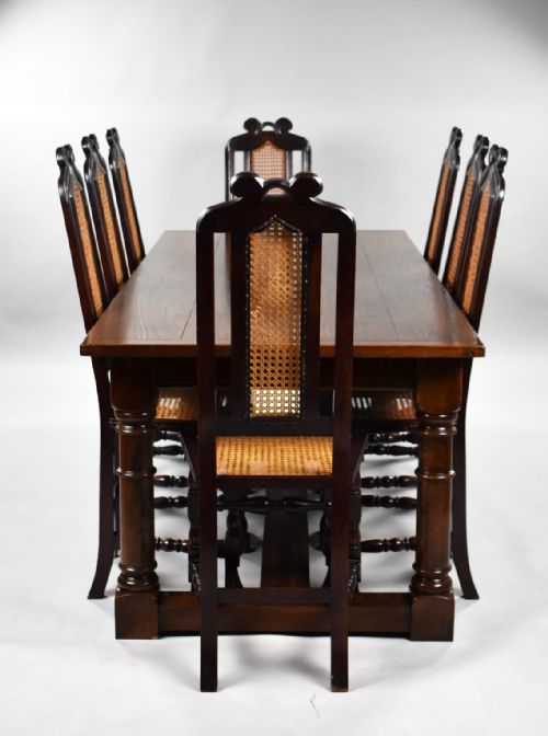 1930s Oak Refectory Table and Eight Single Chairs