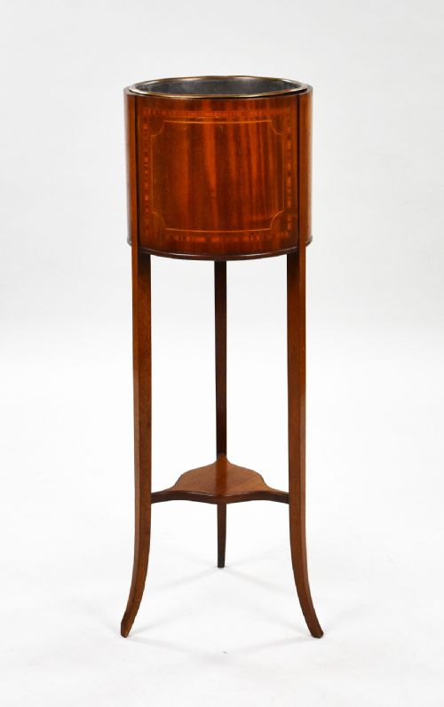 Edwardian Mahogany and Inlaid Jardinière/plant Stand