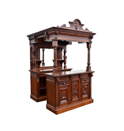 Carved Oak Front and Back Bar

