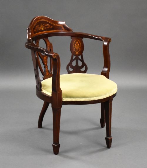 Edwardian Mahogany Inlaid Armchair