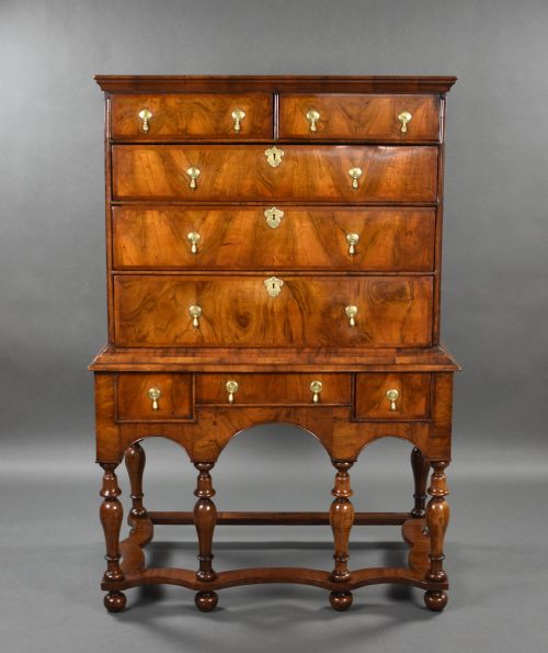William & Mary Walnut Chest on Stand