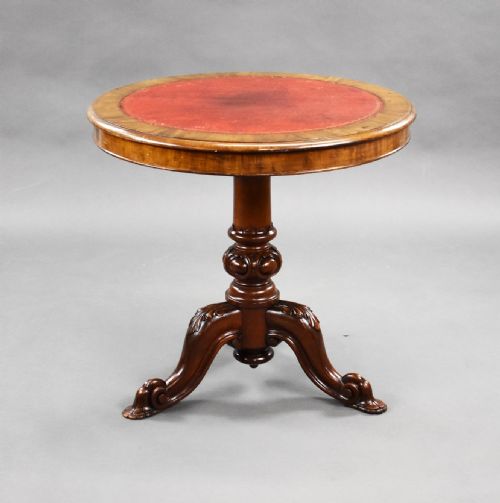 19th Century Mahogany Circular Leather Top Table