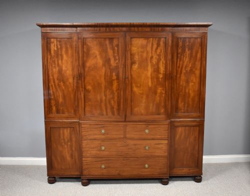 Regency Mahogany Breakfront Four Door Wardrobe