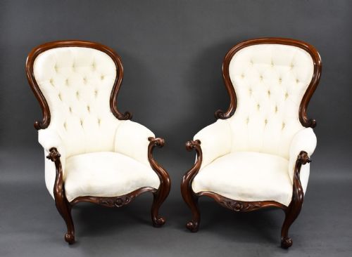 Pair of Victorian Mahogany Armchairs