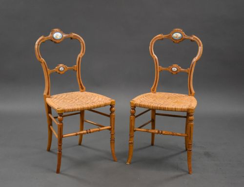 Pair of Victorian Walnut Salon Chairs