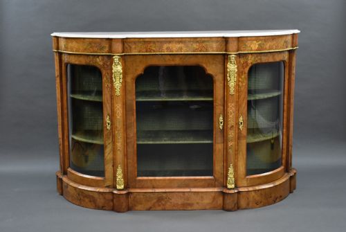 Victorian Burr Walnut & Marquetry Credenza