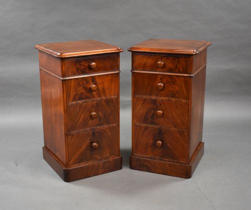 Pair of Victorian Flame Mahogany Bedside Chests