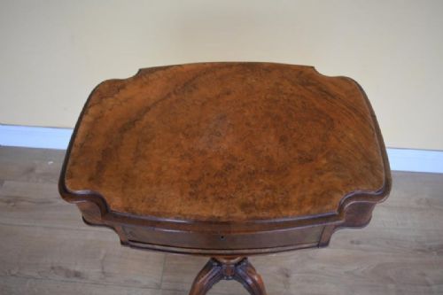 19TH CENTURY VICTORIAN BURR WALNUT WORK TABLE - ADDITIONAL PHOTO 2