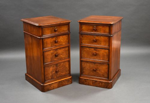 Pair of Victorian Figured Walnut Bedside Chests
