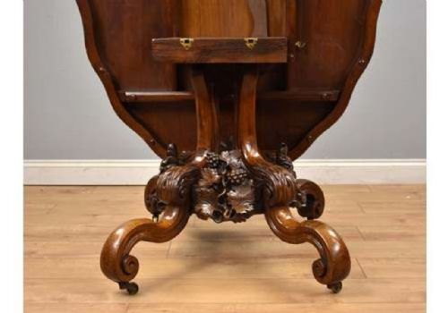 19TH CENTURY ENGLISH VICTORIAN BURR WALNUT LOO TABLE - ADDITIONAL PHOTO 3