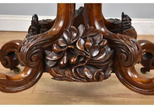 19TH CENTURY ENGLISH VICTORIAN BURR WALNUT LOO TABLE - ADDITIONAL PHOTO 6
