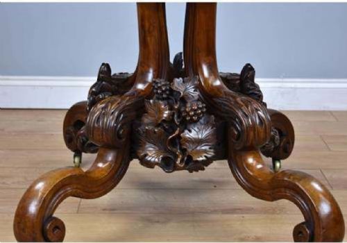 19TH CENTURY ENGLISH VICTORIAN BURR WALNUT LOO TABLE - ADDITIONAL PHOTO 9