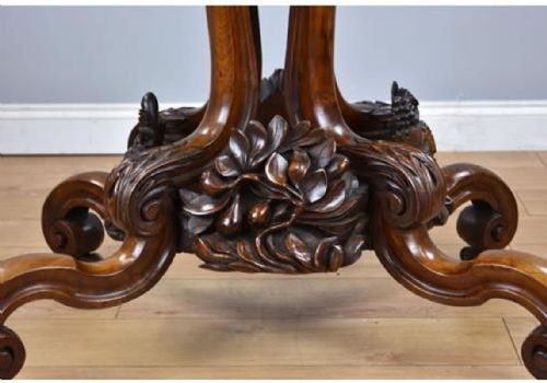 19TH CENTURY ENGLISH VICTORIAN BURR WALNUT LOO TABLE - ADDITIONAL PHOTO 11