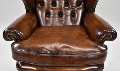 GEORGE II BROWN LEATHER ARMCHAIR - ADDITIONAL PHOTO 3