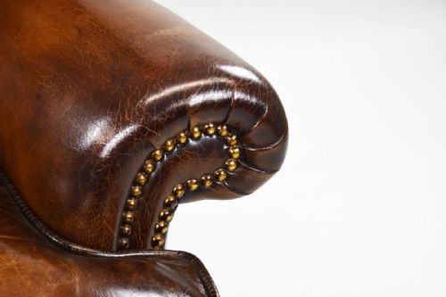 GEORGE II BROWN LEATHER ARMCHAIR - ADDITIONAL PHOTO 7