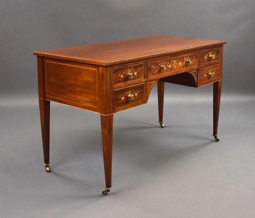 Edwardian Marquetry Inlaid Mahogany Writing Table