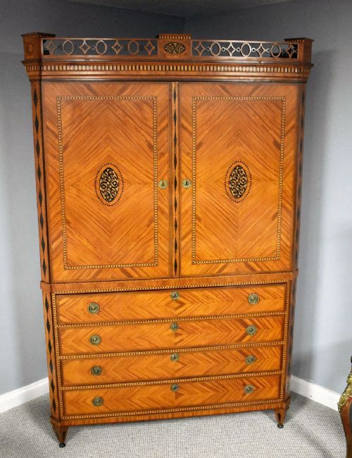 19th Century Dutch Inlaid Secretaire Cabinet