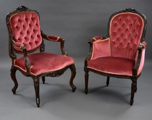 French Style Mahogany Boudoir Chairs