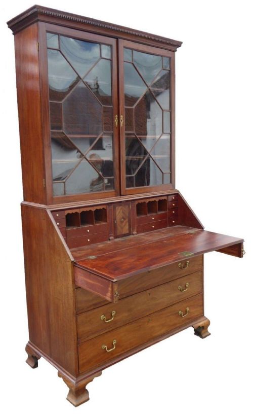 Large Mahogany George III Bureau Bookcase