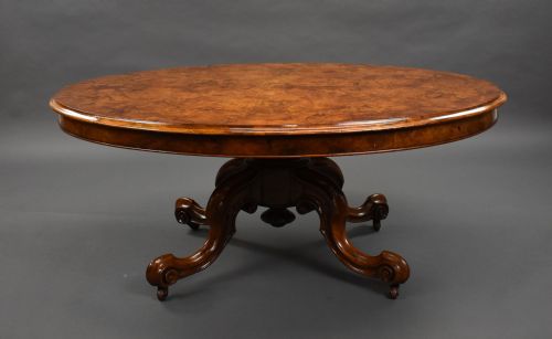 Victorian Burr Walnut Oval Coffee Table