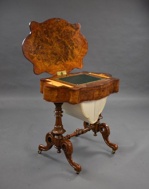 VICTORIAN BURR WALNUT WORKWRITING TABLE - ADDITIONAL PHOTO 1