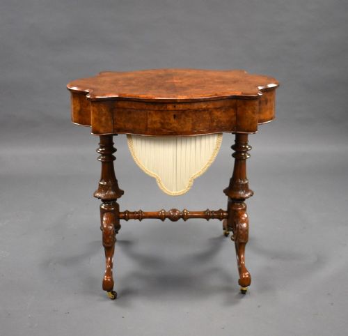 VICTORIAN BURR WALNUT WORKWRITING TABLE - ADDITIONAL PHOTO 3