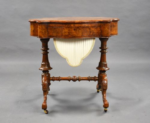 VICTORIAN BURR WALNUT WORKWRITING TABLE - ADDITIONAL PHOTO 5