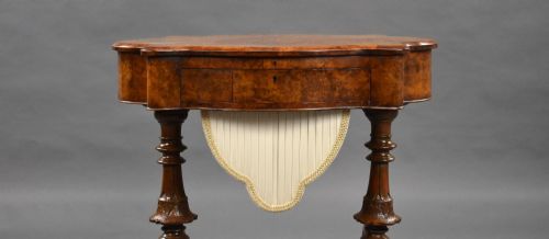 VICTORIAN BURR WALNUT WORKWRITING TABLE - ADDITIONAL PHOTO 6