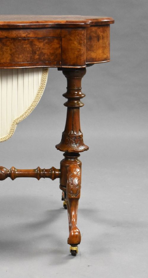 VICTORIAN BURR WALNUT WORKWRITING TABLE - ADDITIONAL PHOTO 9