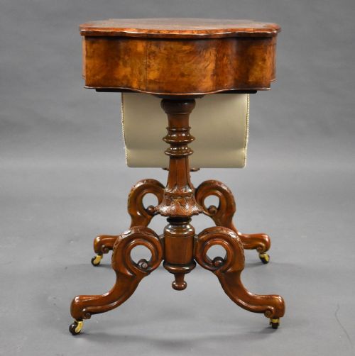 VICTORIAN BURR WALNUT WORKWRITING TABLE - ADDITIONAL PHOTO 13