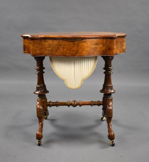 VICTORIAN BURR WALNUT WORKWRITING TABLE - ADDITIONAL PHOTO 15