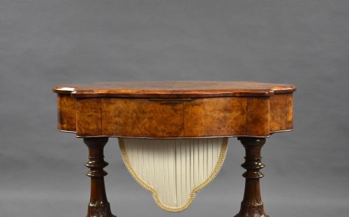 VICTORIAN BURR WALNUT WORKWRITING TABLE - ADDITIONAL PHOTO 16