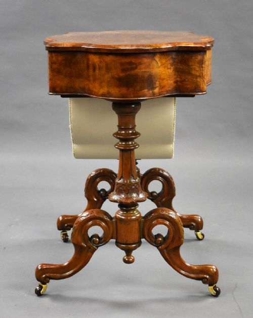 VICTORIAN BURR WALNUT WORKWRITING TABLE - ADDITIONAL PHOTO 17