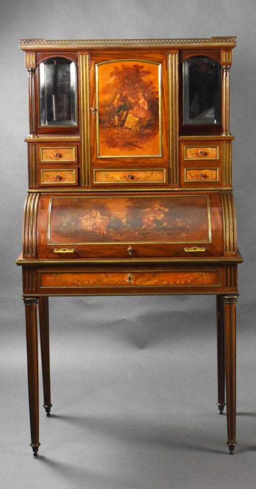 PAIR OF 19TH CENTURY FRENCH VERNIS MARTIN CYLINDER TOP DESKS - ADDITIONAL PHOTO 1