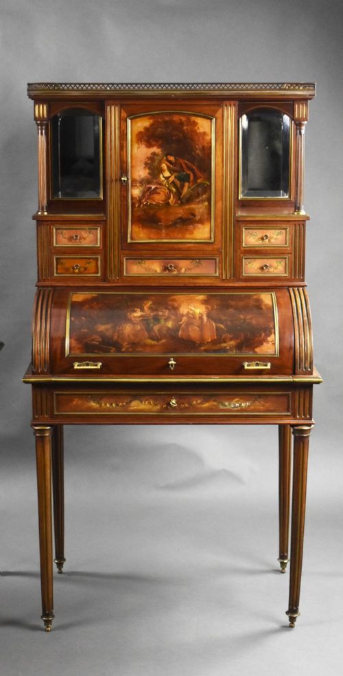 PAIR OF 19TH CENTURY FRENCH VERNIS MARTIN CYLINDER TOP DESKS - ADDITIONAL PHOTO 3