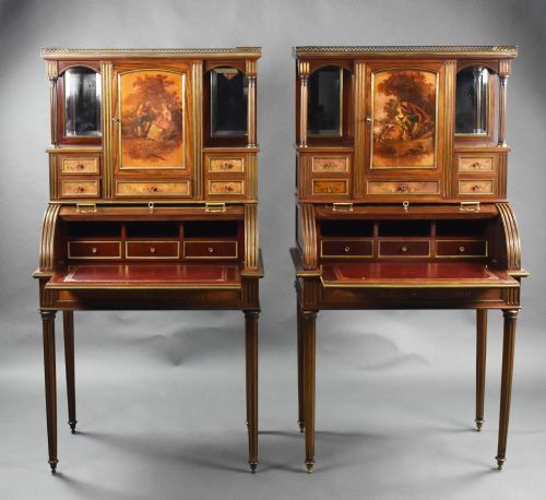 PAIR OF 19TH CENTURY FRENCH VERNIS MARTIN CYLINDER TOP DESKS - ADDITIONAL PHOTO 6