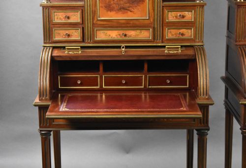 PAIR OF 19TH CENTURY FRENCH VERNIS MARTIN CYLINDER TOP DESKS - ADDITIONAL PHOTO 13