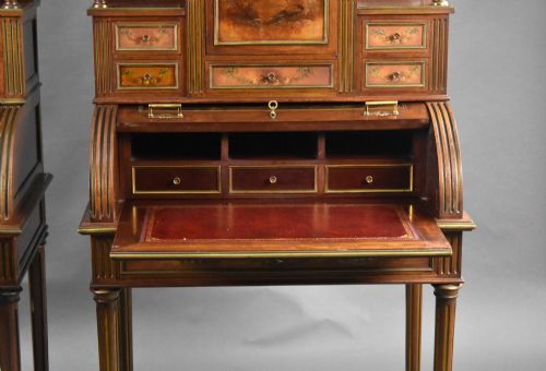 PAIR OF 19TH CENTURY FRENCH VERNIS MARTIN CYLINDER TOP DESKS - ADDITIONAL PHOTO 14