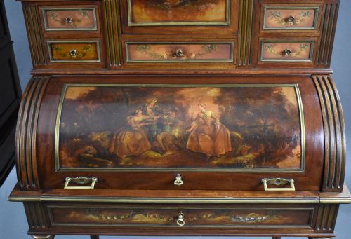 PAIR OF 19TH CENTURY FRENCH VERNIS MARTIN CYLINDER TOP DESKS - ADDITIONAL PHOTO 17