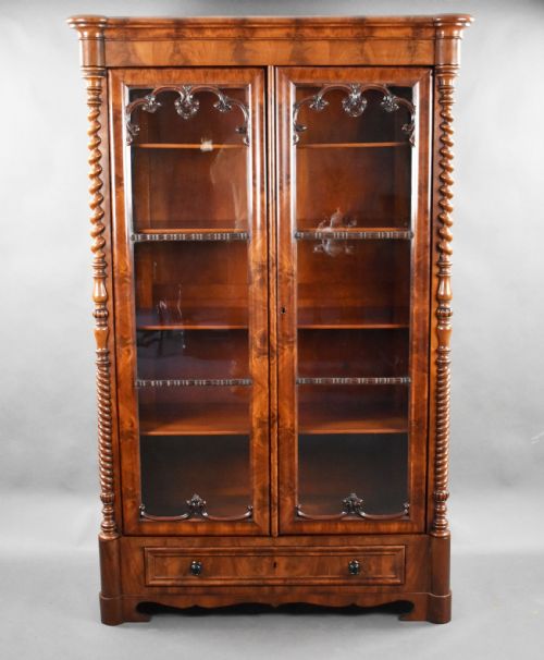 19th Century Flame Mahogany Biedermeier Bookcase