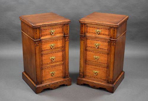 Pair of Victorian Inlaid Pine Bedside Chests